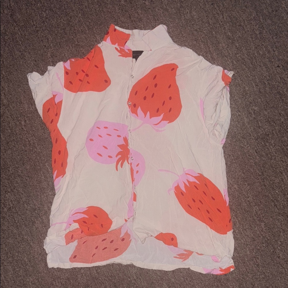 No Boundaries Red and Pink Casual Button Down Shirt